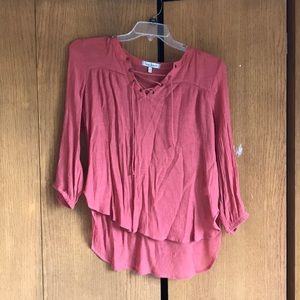 burnt orange criss cross flowy long sleeve